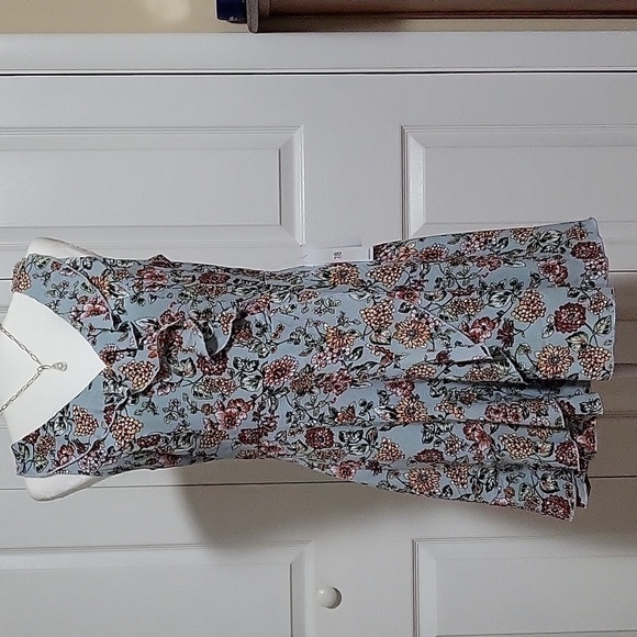 Teeze Me Ruffled Neck Faux Wrap Fully Lined Floral Back Zip Dress - Size 7 - Picture 1 of 7